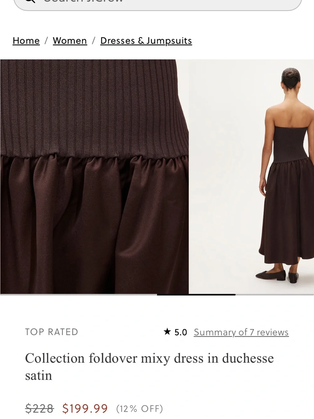 NWT Collection foldover mixy dress in duchesse satin